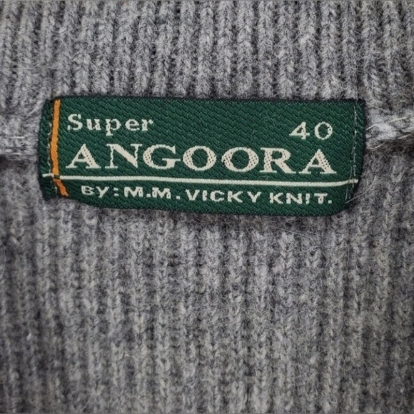 Vtg 90s Y2K Preppy Dad Sweater Vest Pullover Gray V-Neck Mens 40 Super Angoora - Picture 4 of 9